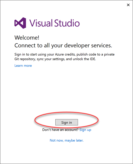 welcome visual studio